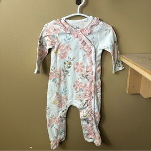 Baby Essentials Floral Footie - Pink and White